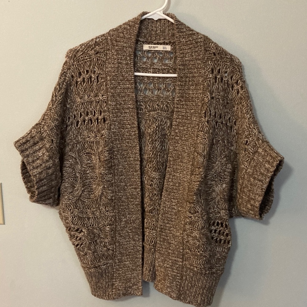 Old Navy Open-Front Chunky Knit Short Sleeve Sweater Cardigan